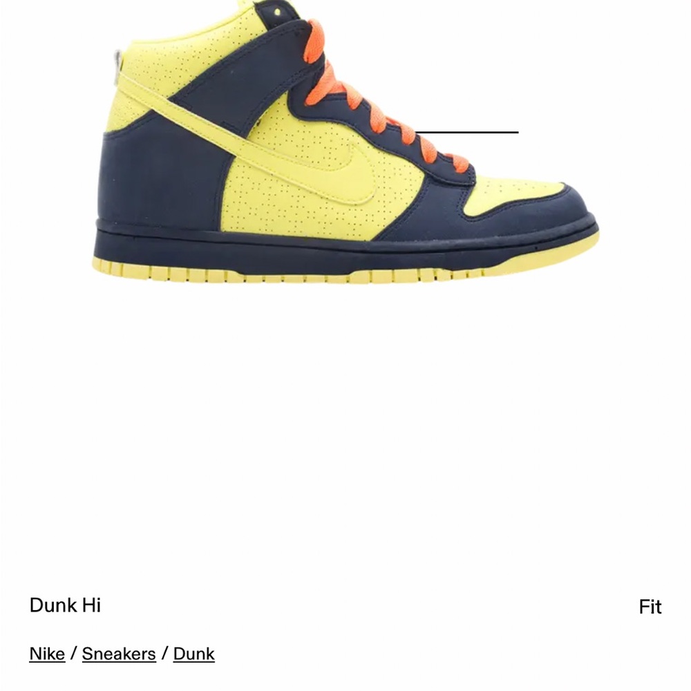 Nike Dunk Hi Yellow and Dark Blue with Orange Laces